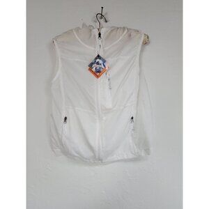 Tohake White Full-Zip Hooded Outdoor Vest Sz 105 Zipper Pockets Lightweight New